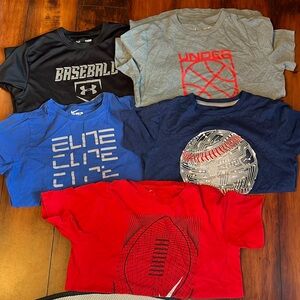 5 shirts for 5$. Under armour and nike. Size 7/8 boys.